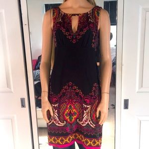 Beautiful Black Multicolor Sleeveless Stretchy Dress
